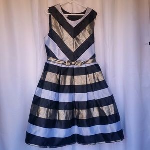 Bonnie Jean Striped Black White Gold Dress